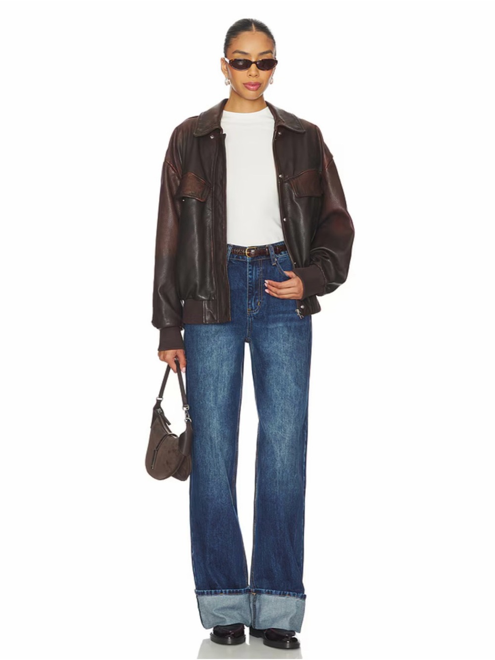 Superdown Revolve Lulu Cuffed Wide Leg Jeans